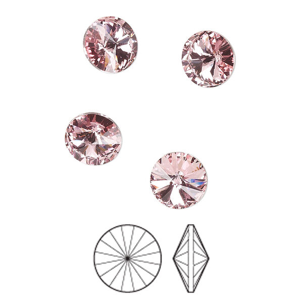 Chaton 8pk light rose foil back, Preciosa MAXIMA Czech crystal rhinestone 8.16-8.41mm rivoli SS39 image number 0
