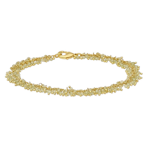 Bracelet, peridot (natural) and gold-finished brass, 8mm wide with 2mm faceted round, 7-1/2 inches with lobster claw clasp. Sold individually. image number 0