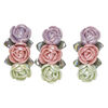 Focal 1pkg3 porcelain, metallic green / pink / purple, 42x16mm flower cluster. image number 0