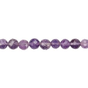 Amethyst 1pkg1, hand-cut faceted round bead natural 8 inch 5-6mm
