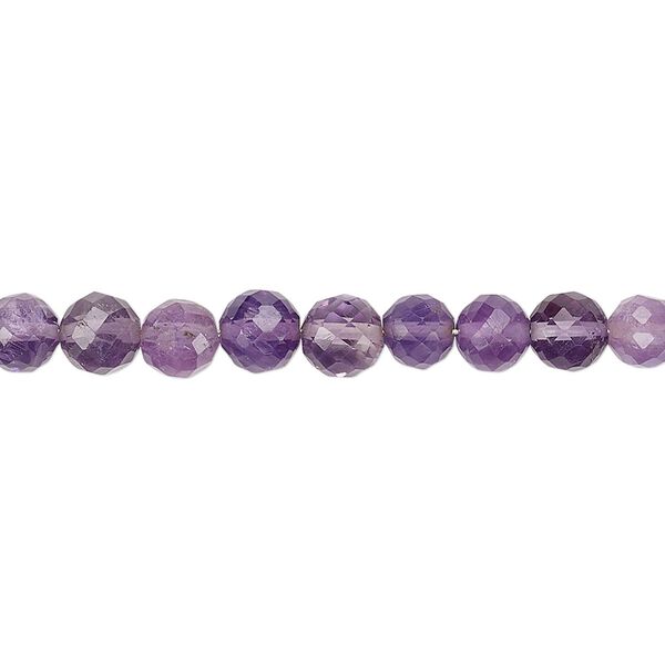 Amethyst 1pkg1, hand-cut faceted round bead natural 8 inch 5-6mm image number 0
