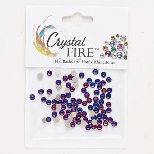 Flat back 144pk crystal volcano foil back, Crystal Fire® 3.00-3.12mm round SS12