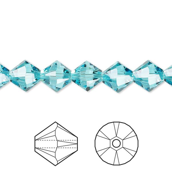 Bead 12pk light turquoise, Crystal Passions® 8mm bicone 5328 image number 0