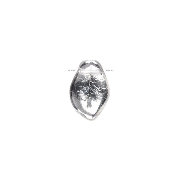 Bead, Czech pressed glass, silver, 14x9mm top-drilled leaf. Sold per 15-1/2" to 16" strand, approximately 60 beads. image number 0