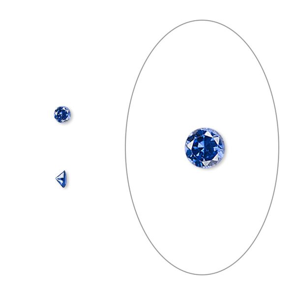 Gem, cubic zirconia, spinel blue, 2.5mm faceted round, Mohs hardness 8-1/2. Sold per pkg of 10. image number 0