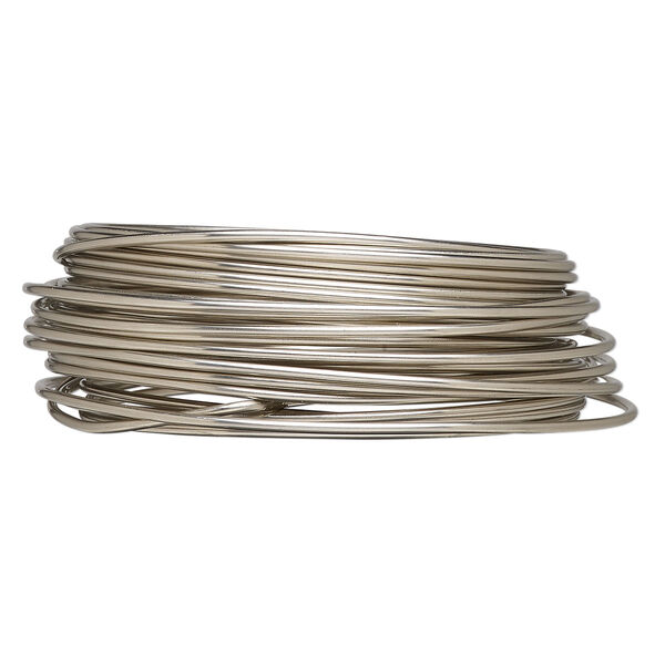 Wire, Wrapit®, nickel silver, half-hard, round, 14 gauge. Sold per 0.25-pound coil, approximately 19 feet. image number 0