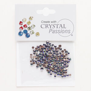 Flat back mix 1pkg144 crystal paradise shine foil back, Crystal Passions&reg; rhinestone 1.9-2.90mm hotfix round SS6 / SS8 / SS10