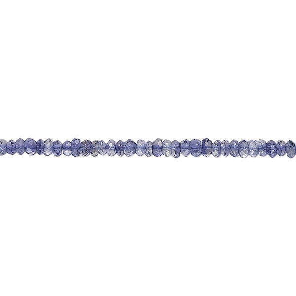 Bead, iolite (dyed), 3x1mm-4x2mm hand-cut faceted rondelle, B grade, Mohs hardness 7 to 7-1/2. Sold per 15-1/2" to 16" strand. image number 0