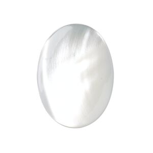 Cabochon, mother-of-pearl shell (bleached), white, 30x22mm calibrated oval, Mohs hardness 3-1/2. Sold individually.