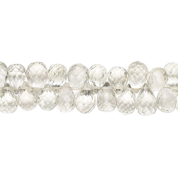 Green quartz 1pkg1, hand-cut top-drilled faceted teardrop bead 9 inch 7x5mm-9x6mm image number 0