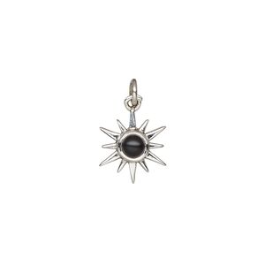 Black onyx / sterling silver 1pkg1, antiqued open star drop 12x12mm