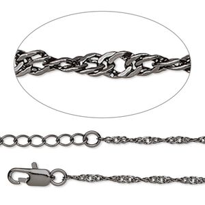 Chain 1pkg1 gunmetal-plated Singapore, 2mm / lobster claw clasp, brass 24 inch