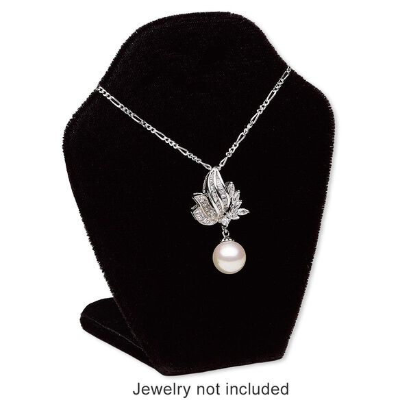 Display, necklace, velveteen, black, 4 x 3 x 1-1/2 inches with VELCRO®-style tab on back with adjustable angle. Sold individually. image number 0