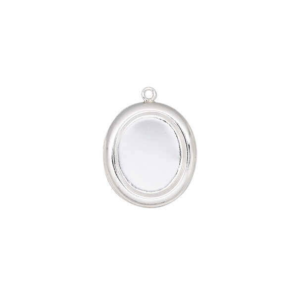 Drop, sterling silver, 15.5x14mm single-sided oval with 12x10mm oval setting. Sold individually. image number 0