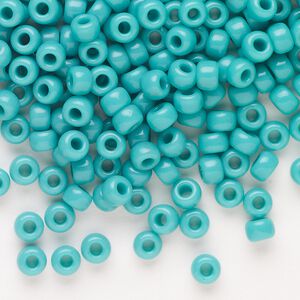 Seed bead, Miyuki, glass, pkg/250g, #6 rocaille, opaque turquoise green, (RR-412).