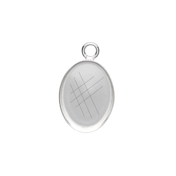 Drop, fine silver, 18x13mm oval bezel cup setting with open loop. Sold per pkg of 2. image number 0