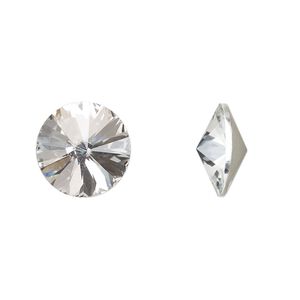 Chaton, crystal clear, foil back, 14mm faceted rivoli. Sold per pkg of 4.