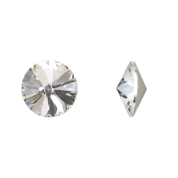 Chaton, crystal clear, foil back, 14mm faceted rivoli. Sold per pkg of 4. image number 0