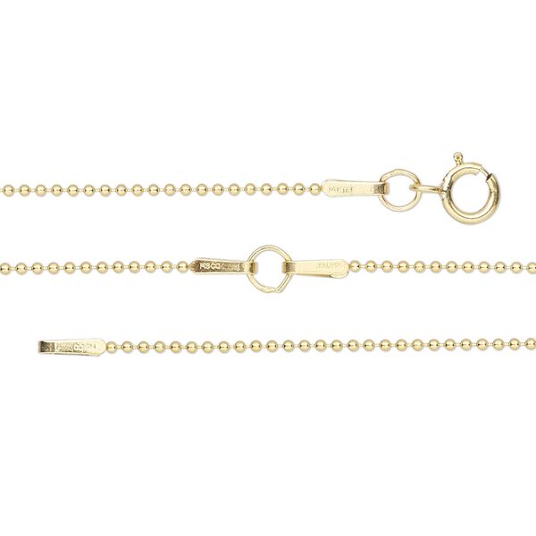 Chain, Gossamer™, 14Kt gold-filled, 1mm ball, adjustable at 18 and 20 inches with springring clasp. Sold individually. image number 0