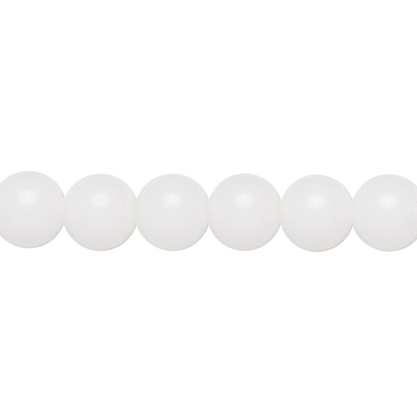 Bead, vintage Japanese glass, opaque white, 8mm round. Sold per 24-inch strand. image number 0