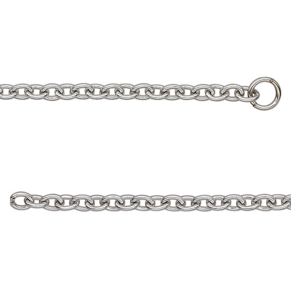 Chain, stainless steel, 3mm cable, 18 inches with 2-inch extender chain and lobster claw clasp. Sold individually. image number 0