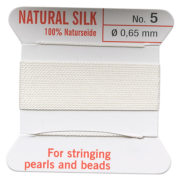 Thread, Griffin, silk, white, size #5. Sold per 2-meter card (approximately 78 inches). image number 0