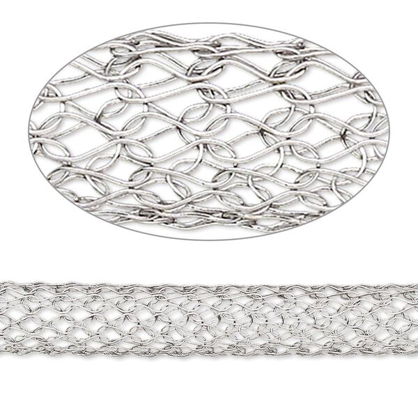 Wire, stainless steel, 7mm tubular knit, fits up to 6mm bead. Sold per pkg of 1 yard. image number 0