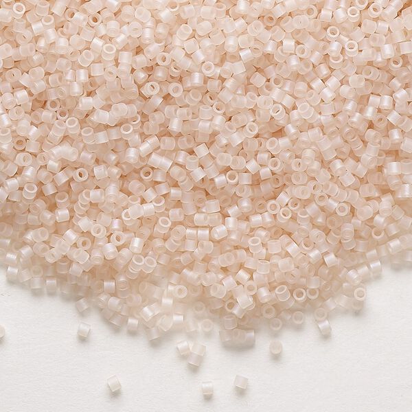 Seed bead, Delica®, glass, pkg/7.5g, #15 round, translucent matte rainbow pink mist (DBS-0868). image number 0