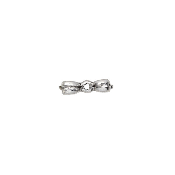 Bead, pewter (tin-based alloy), pkg/1, antique silver plate, 13x7mm double-sided bow, fits 6mm cube. image number 1
