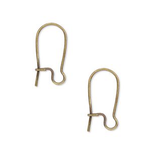 Ear wire kidney 1pkg500 antique gold-plated, 18mm / open loop, 21 gauge brass 250 pair