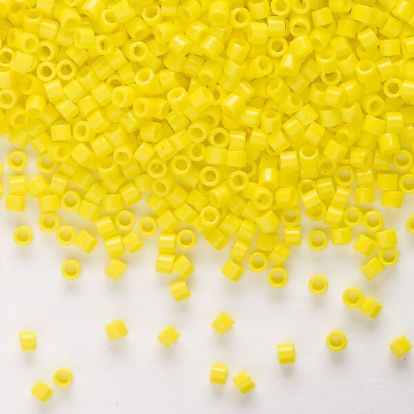 Seed bead, Delica®, glass, pkg/7.5g, #10 round, opaque yellow (DBM-0721). image number 0