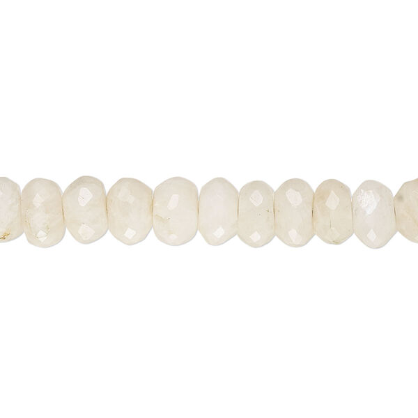 Bead, white opal (natural), 7x4mm-8x6mm hand-cut rondelle, B- grade, Mohs hardness 5 to 6-1/2. Sold per 14-inch strand, approximately 75 beads. image number 0