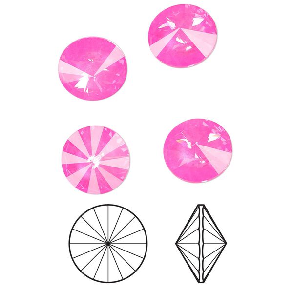 Chaton 144pk crystal electric pink ignite LacquerPRO, Swarovski® 14mm rivoli 1122 image number 0