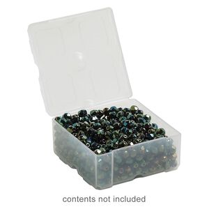 Organizer, Dot Box™, plastic, clear, 2-1/2 x 2-1/2 x 1-1/4 inch rectangle with pop-up lid. Sold individually.