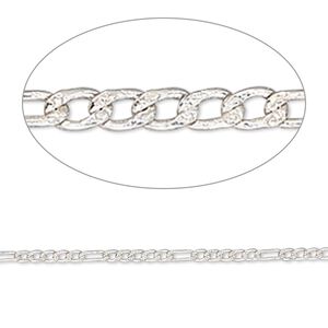 Chain 1pkg1 sterling silver figaro, 1.5mm, Gossamer™ 50 foot unfinished