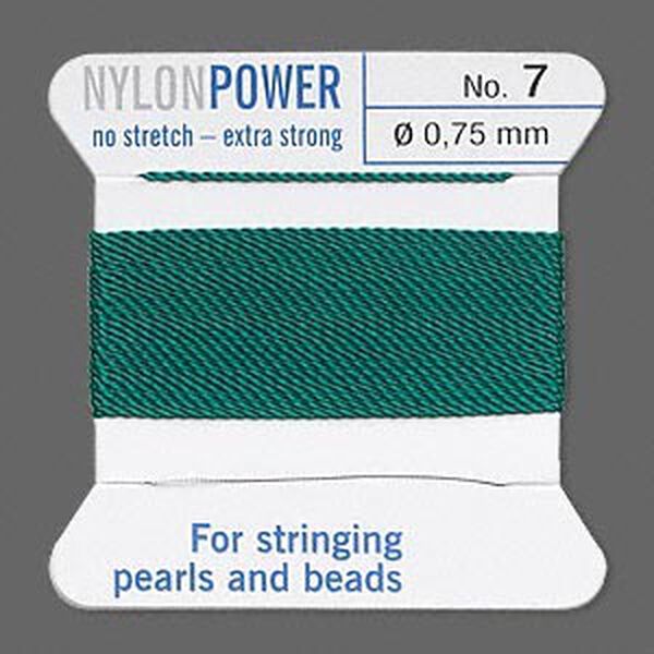 Thread, Griffin, nylon, green, size #7. Sold per 2-meter card (approximately 78 inches). image number 0