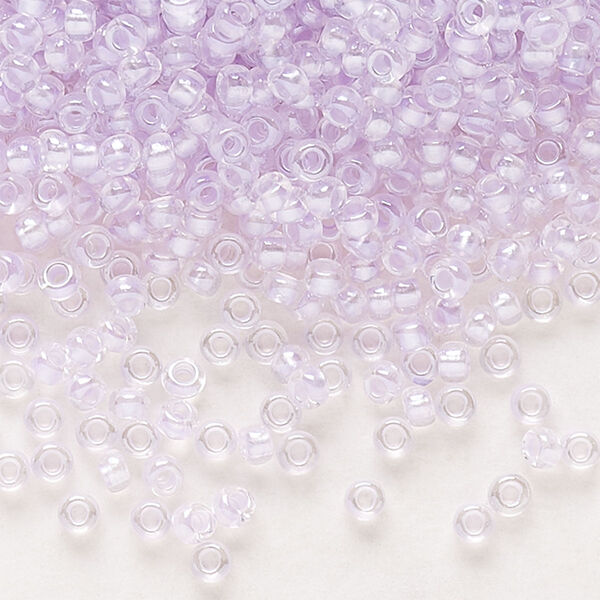 Seed bead, Preciosa Ornela Czech glass, pkg/500g, #11 rocaille, translucent color-lined luster pastel violet, (382PV). image number 0