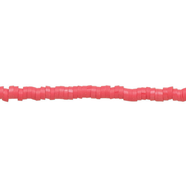 Bead, polymer clay, opaque red, 3x1mm heishi. Sold per pkg of (2) 15-1/2" to 16" strands. image number 0