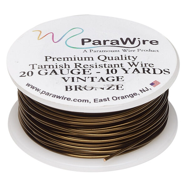 Wire, ParaWire™, vintage bronze-finished copper, round, 20 gauge. Sold per 10-yard spool. image number 0