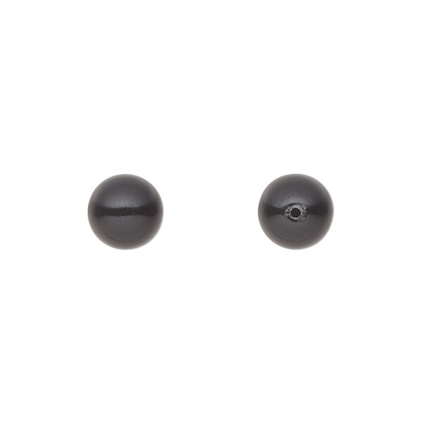 Pearl 10pk magic black, Preciosa Czech crystal 8mm half-drilled round image number 0