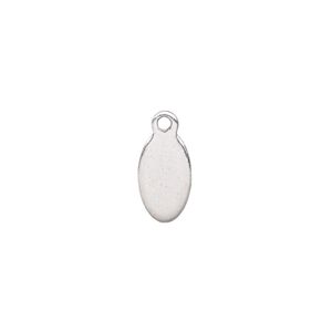 Drop, stainless steel, 10x6mm double-sided flat oval blank. Sold per pkg of 10.