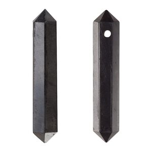 Shungite 1pkg1, hand-cut faceted double point focal natural 38x8mm-40x9mm