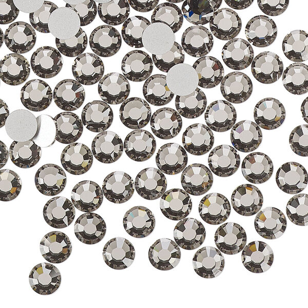 Flat back, Dance With Me™ crystal rhinestone, black diamond, foil back, 4.6-4.8mm rose, SS20. Sold per pkg of 144 (1 gross). image number 0