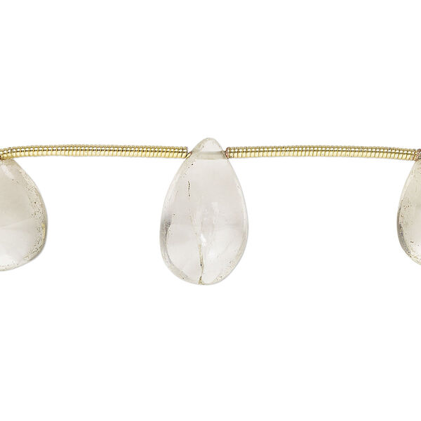 Smoky quartz / quartz crystal 1pkg6, hand-cut top-drilled faceted puffed teardrop bead C grade, 12x9mm-16x12mm image number 0
