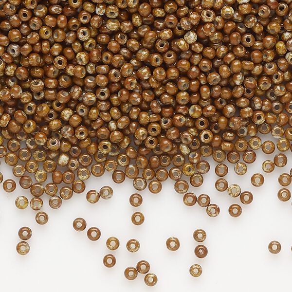 Seed bead, Preciosa Ornela, glass, opaque light blue travertine, #11 rocaille. Sold per 50-gram pkg. image number 0