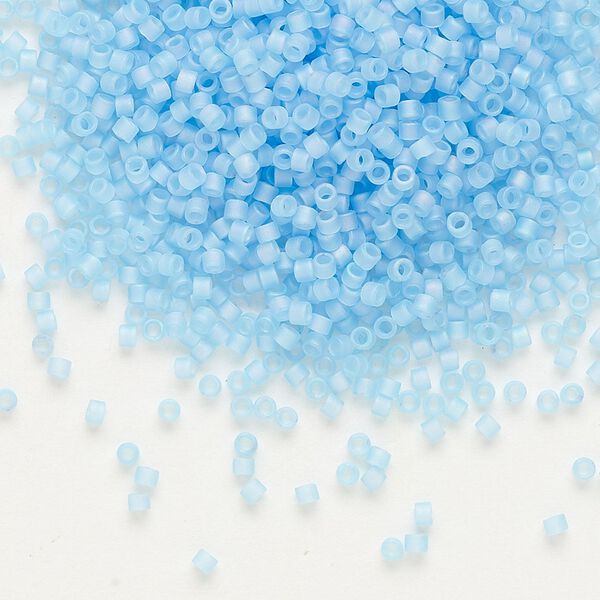 Seed bead, Delica®, glass, pkg/7.5g, #11 round, translucent matte rainbow aqua (DB-0861). image number 0