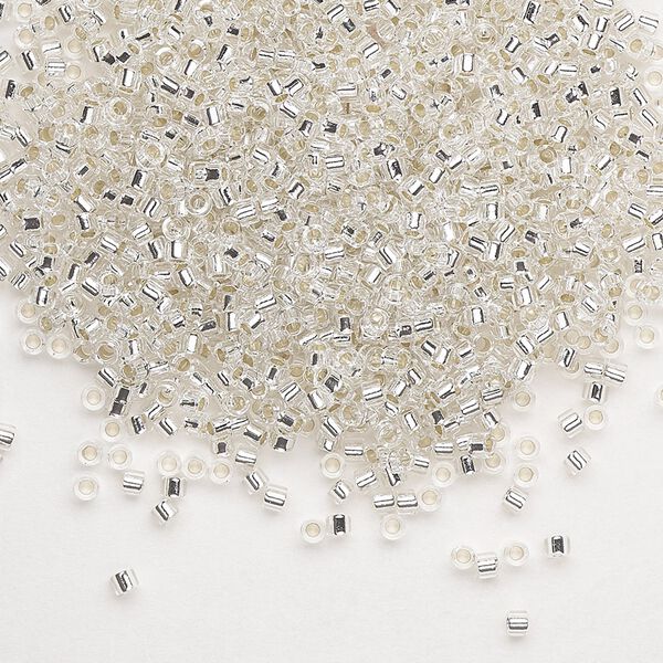 Seed bead, Delica®, glass, pkg/7.5g, #11 round, transparent silver-lined crystal clear (DB-0041). image number 0