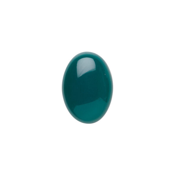 Cabochon, green agate (dyed), 18x13mm calibrated oval, B grade, Mohs hardness 6-1/2 to 7. Sold per pkg of 2. image number 0
