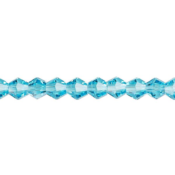 Bead 1pk transparent turquoise blue, Celestial Crystal® 6mm bicone 15.5-16 inch image number 0