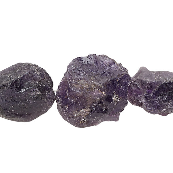 Bead, amethyst (natural), dark, small to medium rough nugget, Mohs hardness 7. Sold per pkg of 5. image number 0
